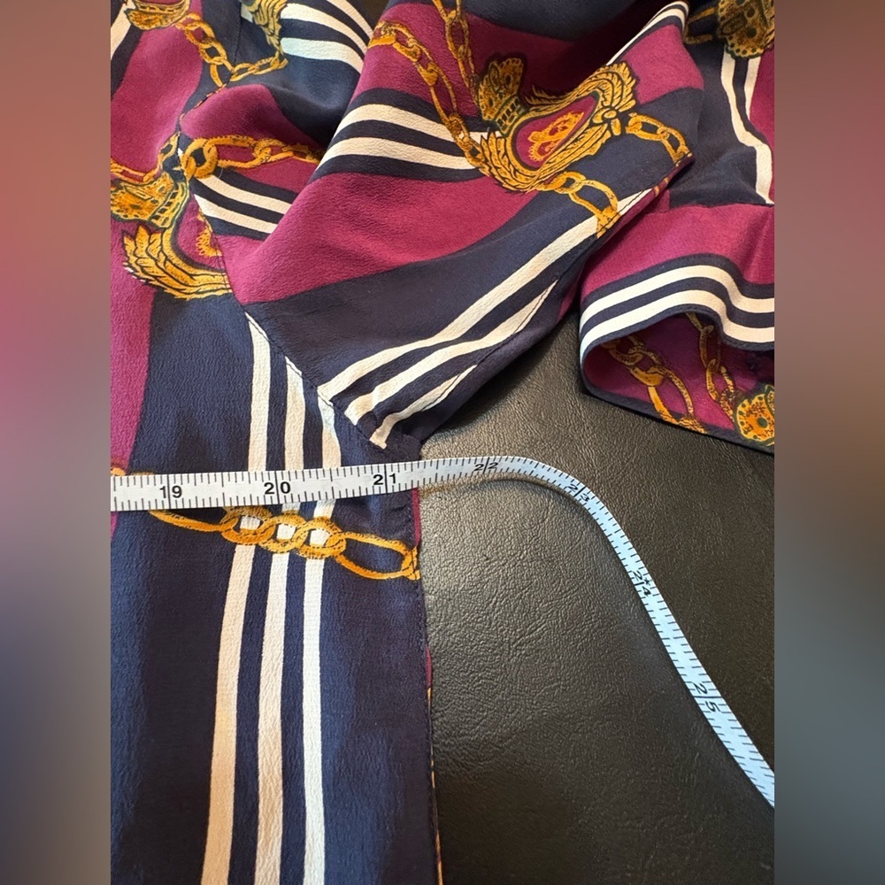 WinterSilks Burgundy Striped 100% Silk Blouse Women’s size 8 - Picture 10 of 12